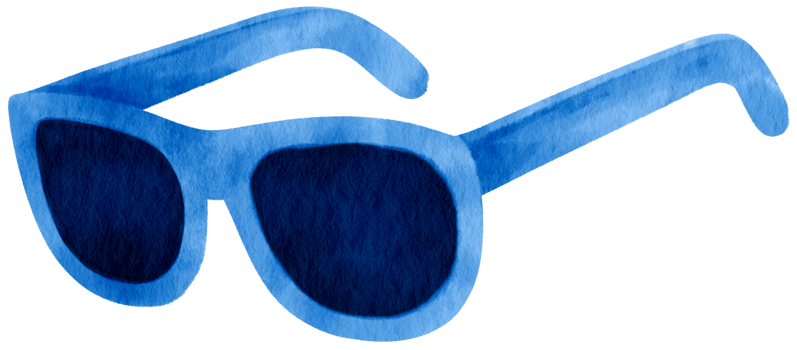 Blue Sunglasses watercolor illustration for Summer Decorative Element png