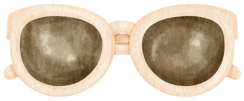 White Sunglasses in watercolor Summer fashion item Element png