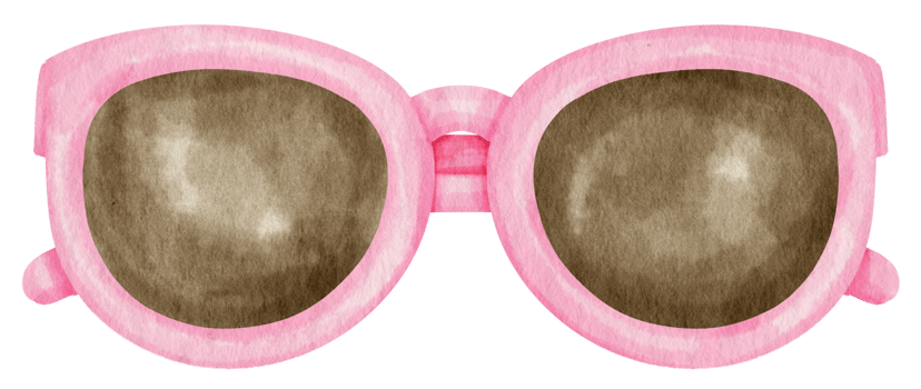 Pink Sunglasses watercolor illustration for Summer Decorative Element png