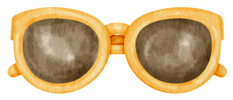 Yellow Sunglasses watercolor illustration for Summer Decorative Element png