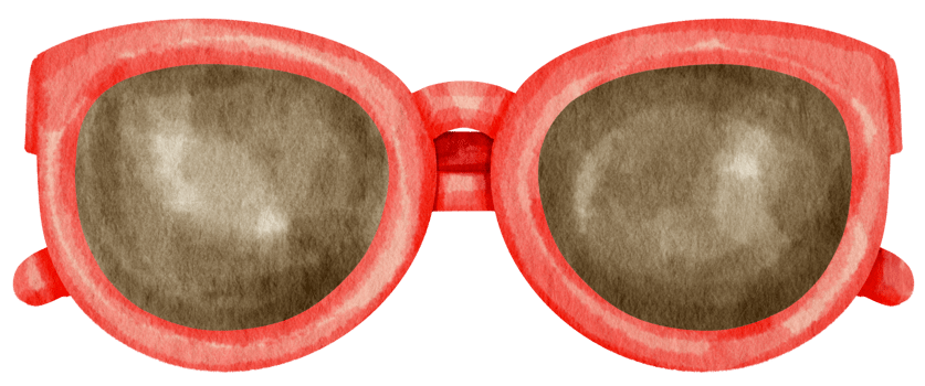 Red Sunglasses watercolor illustration for Summer Decorative Element png