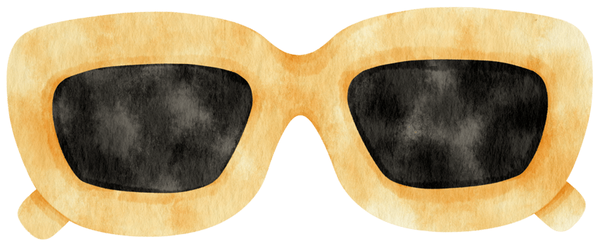 Yellow Sunglasses watercolor illustration for Summer Decorative Element png