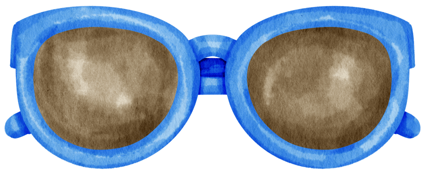 Blue Sunglasses watercolor illustration for Summer Decorative Element png