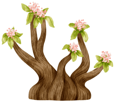 Autumn Tree with pink flowers watercolor illustration for Decorative Element png
