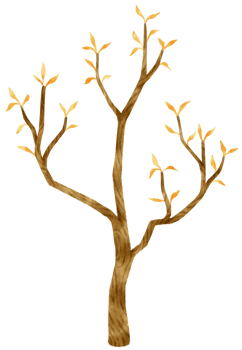 Autumn Tree with Yellow leaves watercolor illustration for Decorative Element png