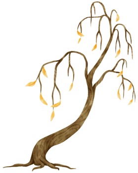 Autumn Tree with Yellow leaves watercolor illustration for Decorative Element png