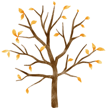 Autumn Tree with Yellow leaves watercolor illustration for Decorative Element png