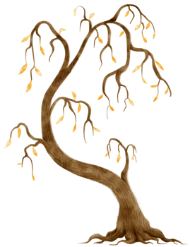 Autumn Tree with Yellow leaves watercolor illustration for Decorative Element png
