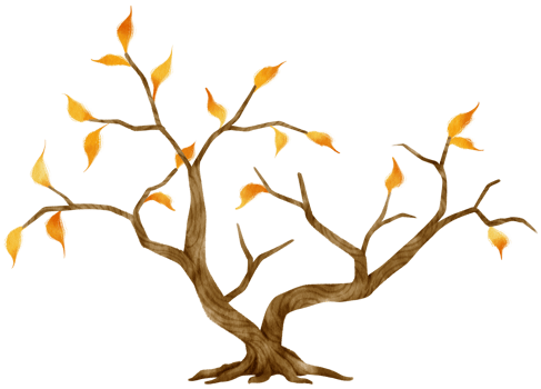 Autumn Tree with Yellow leaves watercolor illustration for Decorative Element png