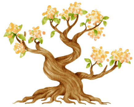 Autumn Tree with Yellow flowers watercolor illustration for Decorative Element png