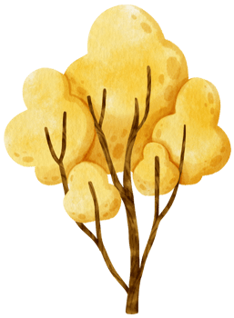 Autumn Tree with Yellow leaves watercolor illustration for Decorative Element png