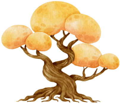 Autumn Tree with Yellow leaves watercolor illustration for Decorative Element png