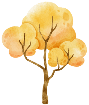 Autumn Tree with Yellow leaves watercolor illustration for Decorative Element png