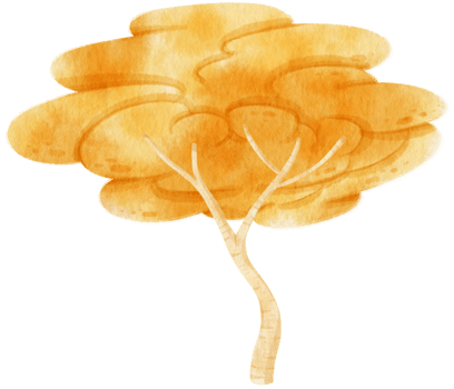 Autumn Tree with Yellow leaves watercolor illustration for Decorative Element png