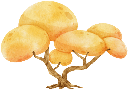 Autumn Tree with Yellow leaves watercolor illustration for Decorative Element png