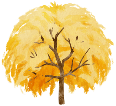 Autumn Tree with Yellow leaves watercolor illustration for Decorative Element png