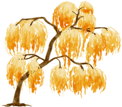 Autumn Tree with Yellow leaves watercolor illustration for Decorative Element png