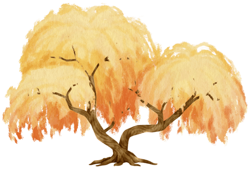 Autumn Tree with Yellow leaves watercolor illustration for Decorative Element png