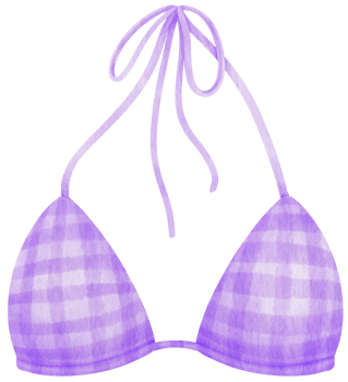 purple checkered pattern two piece bikini swimsuits watercolor style for Decorative Element png