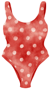 Red polka dot bikini swimsuits watercolor style for Summer Decorative Element png