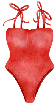 cute Red bikini swimsuits watercolor style for Summer item png