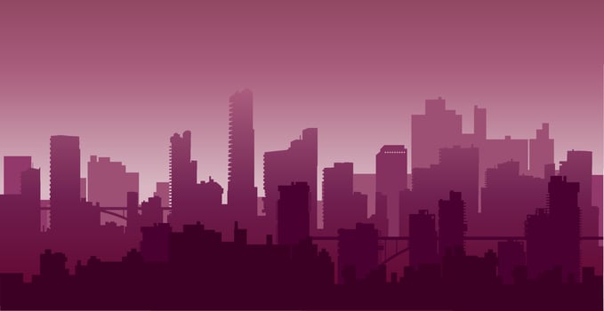 City on a background sunset of a sun vector