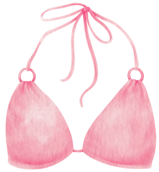 Pink bikini swimsuits watercolor style for Decorative Element png