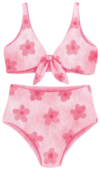 Pink two piece bikini swimsuits watercolor style for Decorative Element png