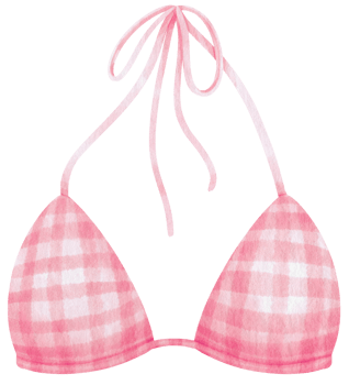 Pink checkered pattern bikini swimsuits watercolor style for Decorative Element png