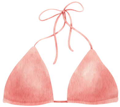 Pink bikini swimsuits watercolor style for Decorative Element png