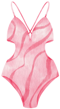 Pink one piece bikini swimsuits watercolor style for Decorative Element png