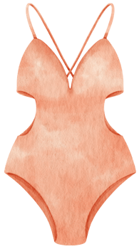 Pink one piece bikini swimsuits watercolor style for Decorative Element png