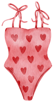 Pink one piece bikini swimsuits watercolor style for Decorative Element png