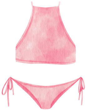Pink two piece bikini swimsuits watercolor style for Decorative Element png