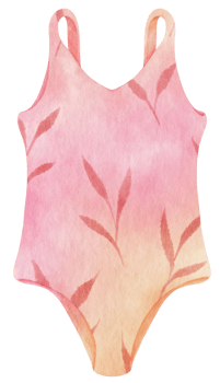 Pink one piece bikini swimsuits watercolor style for Decorative Element png