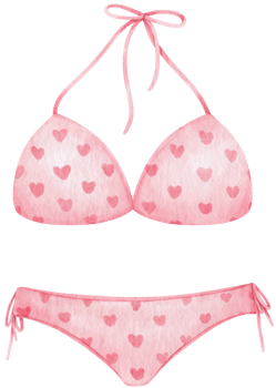 Pink two piece bikini swimsuits watercolor style for Decorative Element png