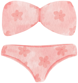 Pink two piece bikini swimsuits watercolor style for Decorative Element png