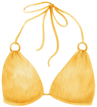 Yellow bikini swimsuits watercolor style for Summer Decorative Element png