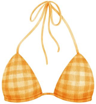 Yellow checkered pattern bikini swimsuits watercolor style png