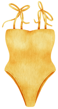 Yellow bikini swimsuits watercolor style for Summer Decorative Element png