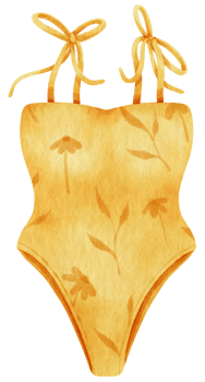 Yellow bikini swimsuits watercolor style for Summer Decorative Element png