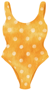 Yellow polka dot  bikini swimsuits watercolor style for Summer Decorative Element png