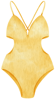 Yellow bikini swimsuits watercolor style for Summer Decorative Element png