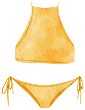 Yellow bikini swimsuits watercolor style for Summer Decorative Element png