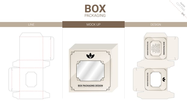 Box packaging and mockup die cut template vector
