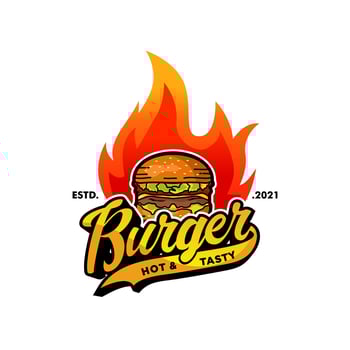 Hot Burger logo Premium Vector