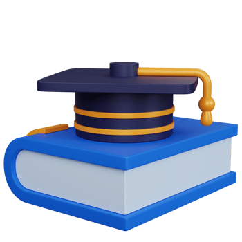 3d rendering blue book with with graduation hat isolated png