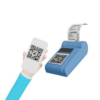 Cartoon hands  smartphones to scan a CODE filing from a credit card reader to pay for food and beverages and service png