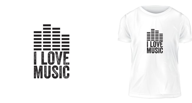 t-shirt design, I love music vector