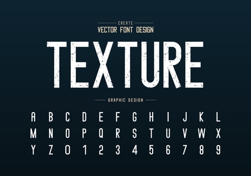 Texture font and alphabet vector, Rough letter typeface and number design, Graphic text on background vector